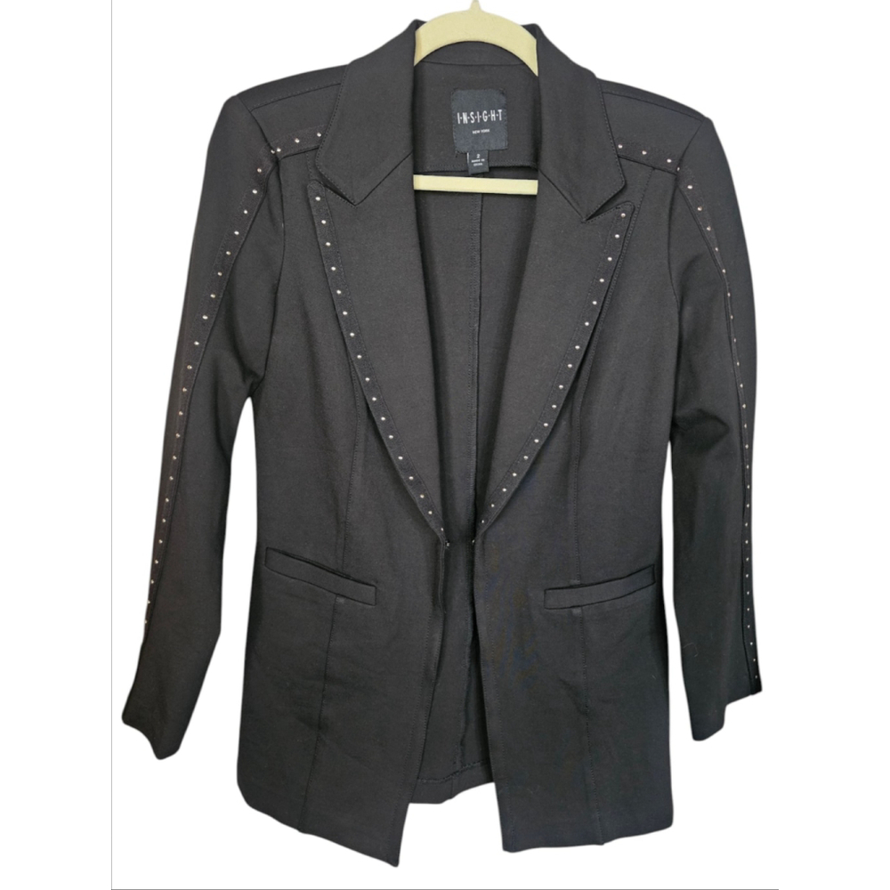 Insight New York Black Studded Longline Insight New Edgy Glam Blazer Size 2 EUC